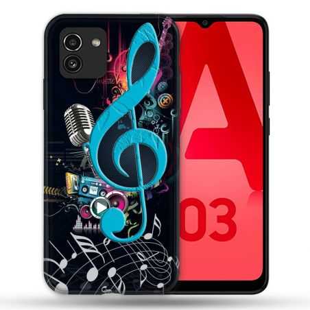 Coque Pour Samsung Galaxy A03 Musique Cle Sol Bleu