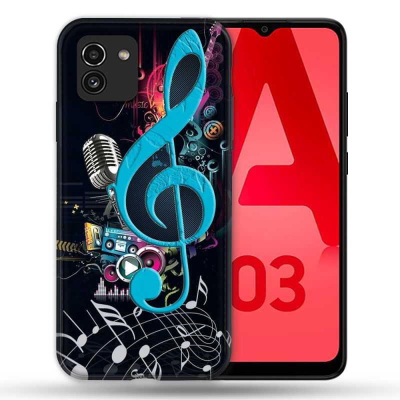 Coque Pour Samsung Galaxy A03 Musique Cle Sol Bleu