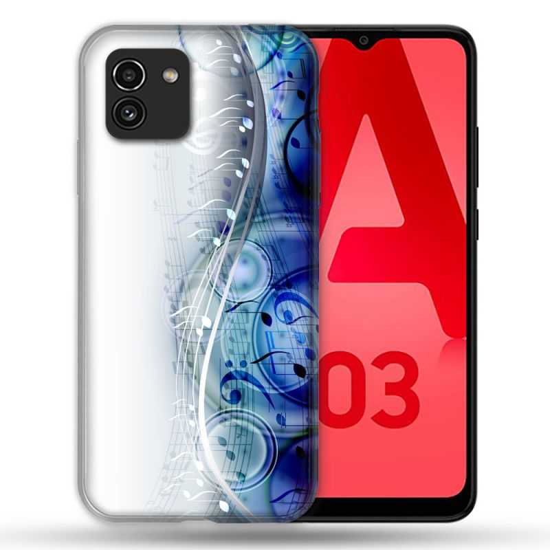 Coque Pour Samsung Galaxy A03 Musique Partition Vague