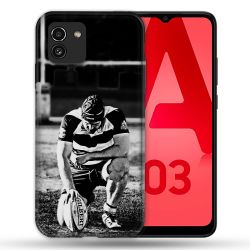 Coque Pour Samsung Galaxy A03 Sport Rugby Noir Blanc