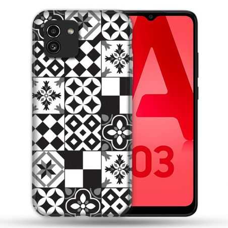 Coque Pour Samsung Galaxy A03 Texture Carreau Ciment Noir