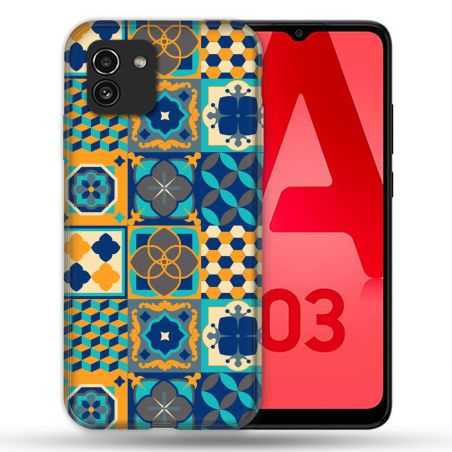 Coque Pour Samsung Galaxy A03 Texture Carreau Ciment Orange
