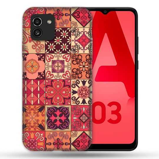Coque Pour Samsung Galaxy A03 Texture Carreau Ciment Rouge