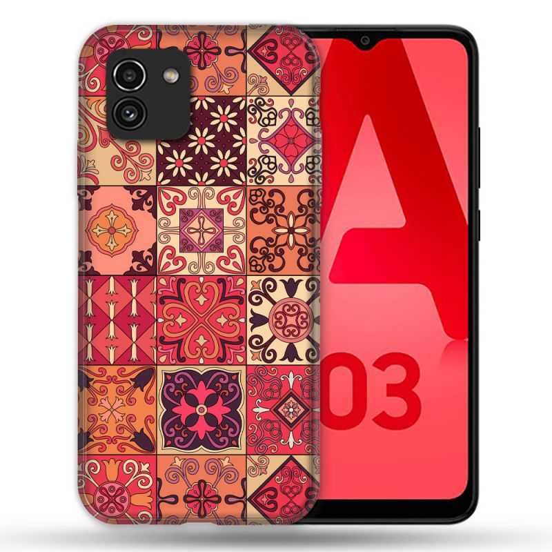 Coque Pour Samsung Galaxy A03 Texture Carreau Ciment Rouge
