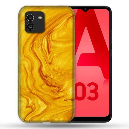 Coque Pour Samsung Galaxy A03 Texture Marbre Jaune