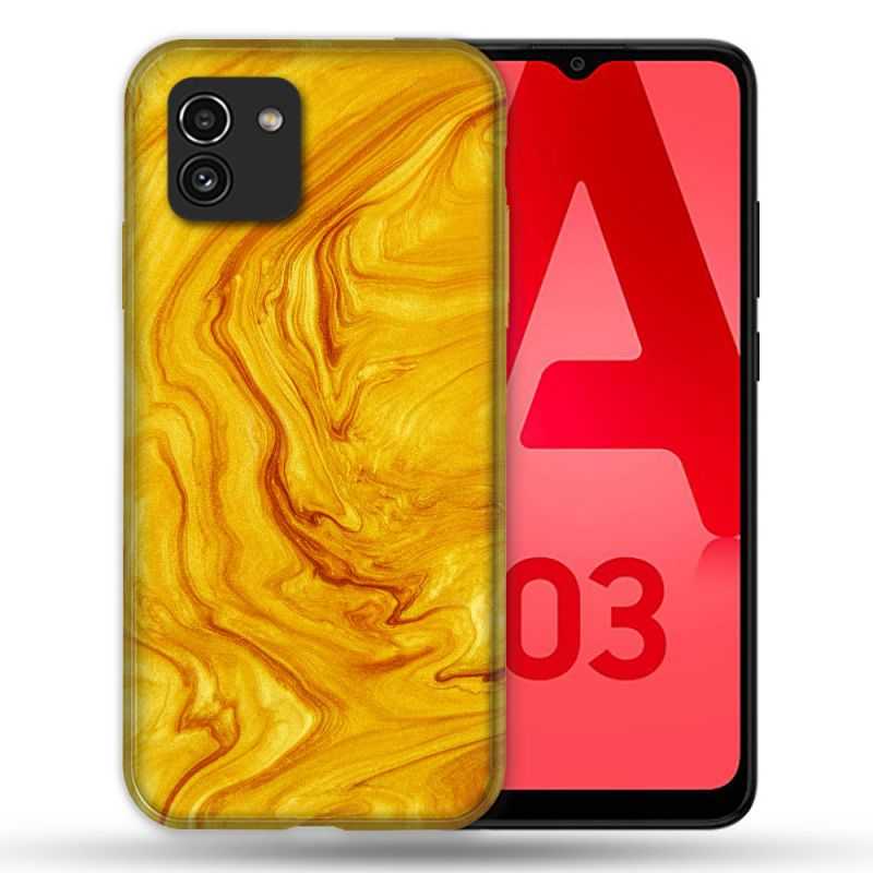 Coque Pour Samsung Galaxy A03 Texture Marbre Jaune
