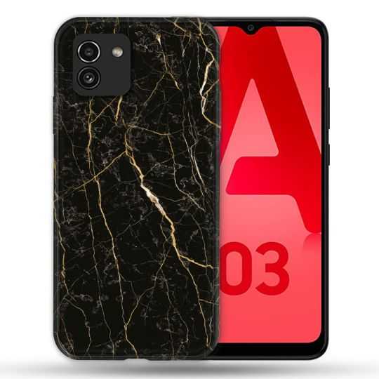 Coque Pour Samsung Galaxy A03 Texture Marbre Noir