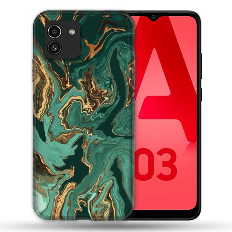 Coque Pour Samsung Galaxy A03 Texture Marbre Vert