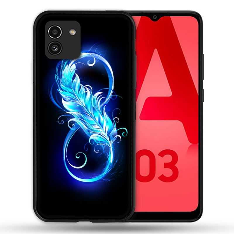 Coque Pour Samsung Galaxy A03 Texture Plume Infini Bleu