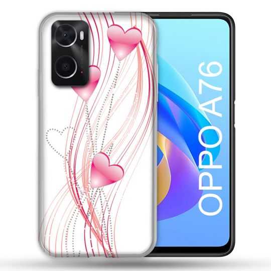 Coque Pour Oppo A76 Amour Coeur Rose Montant sur Blanc