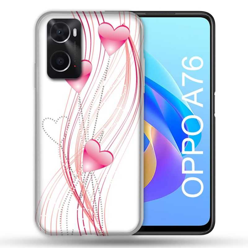 Coque Pour Oppo A76 Amour Coeur Rose Montant sur Blanc