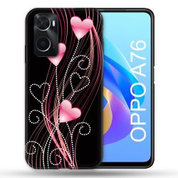 Coque Pour Oppo A76 Amour Coeur Rose Montant sur Noir