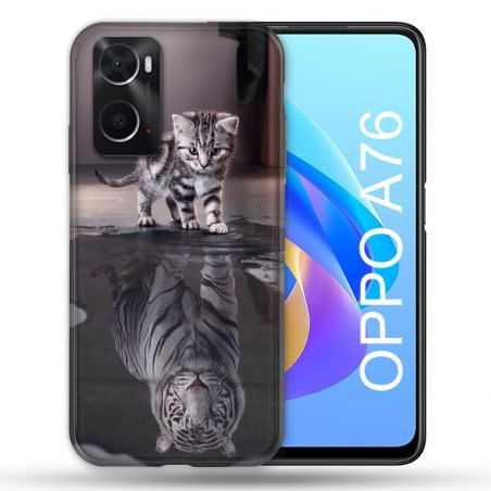 Coque Pour Oppo A76 Animal Chat Reflet