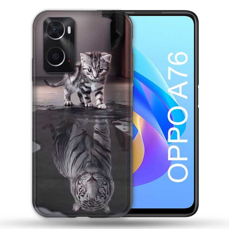 Coque Pour Oppo A76 Animal Chat Reflet