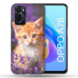 Coque Pour Oppo A76 Animal Chat Violet