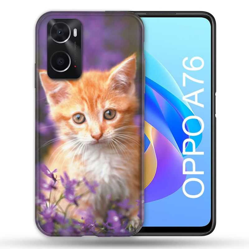 Coque Pour Oppo A76 Animal Chat Violet