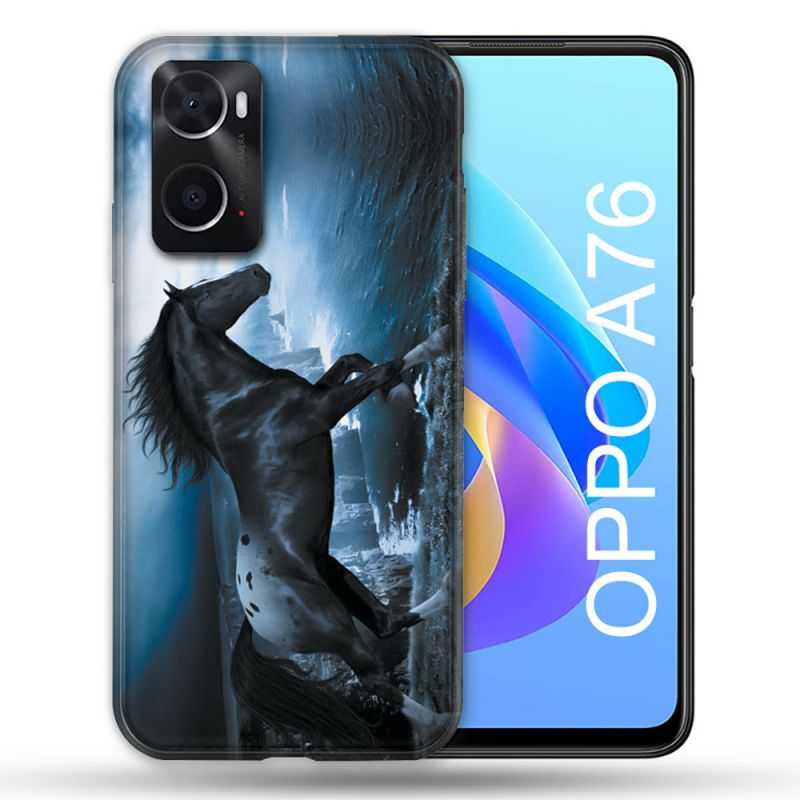 Coque Pour Oppo A76 Animal Cheval Noir