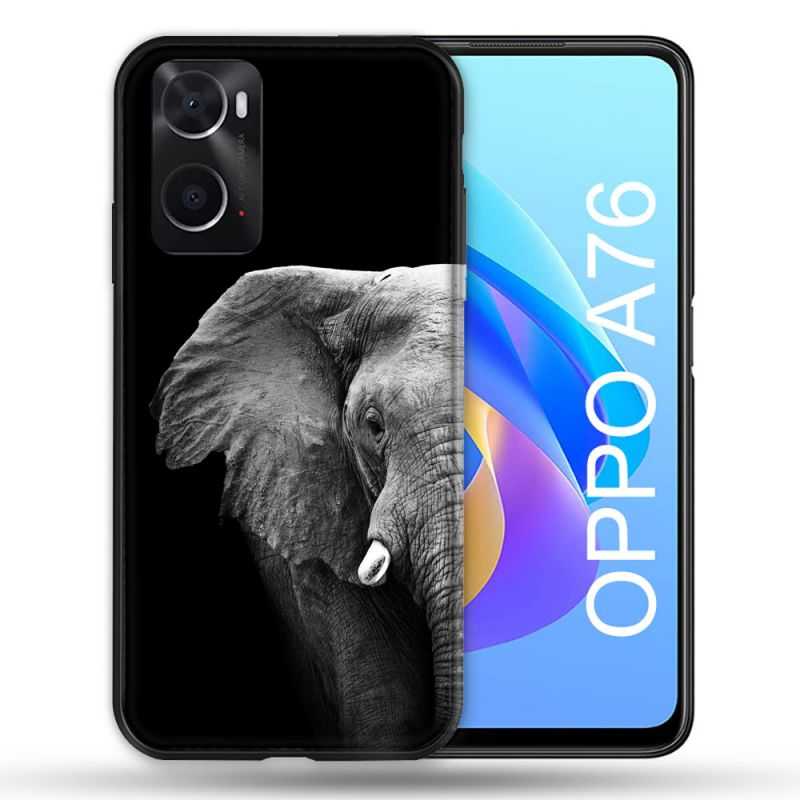 Coque Pour Oppo A76 Animal Elephant Noir