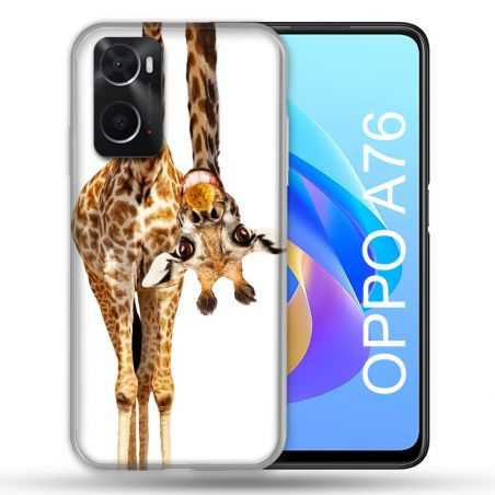 Coque Pour Oppo A76 Animal Girafe Blanche