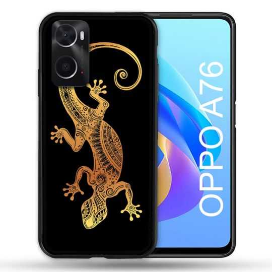 Coque Pour Oppo A76 Animal Lezard Noir