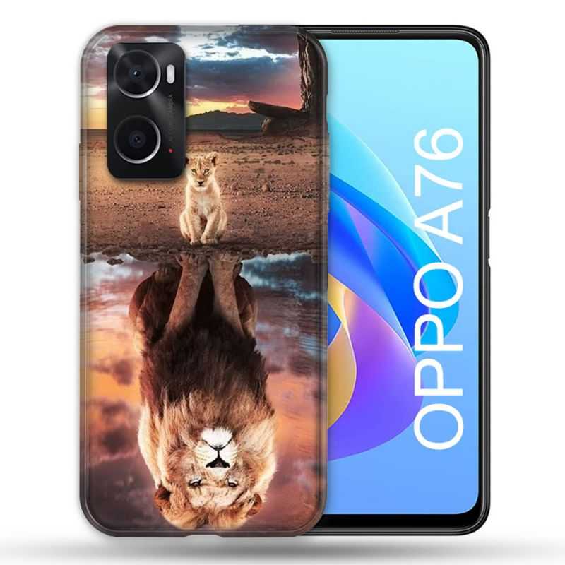 Coque Pour Oppo A76 Animal Lion Reflet