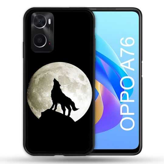 Coque Pour Oppo A76 Animal Loup Noir