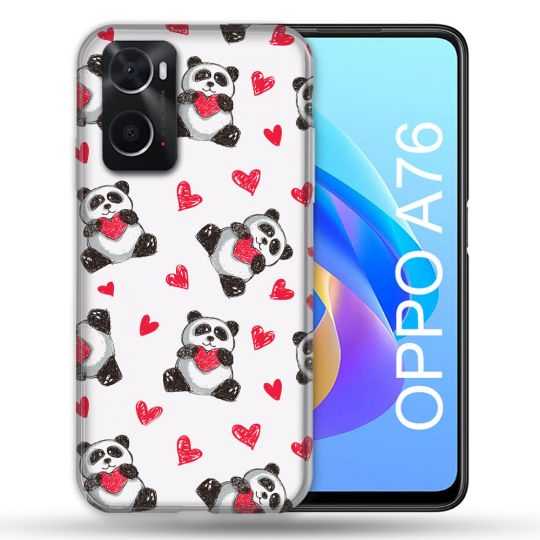 Coque Pour Oppo A76 Animal Panda Cœur