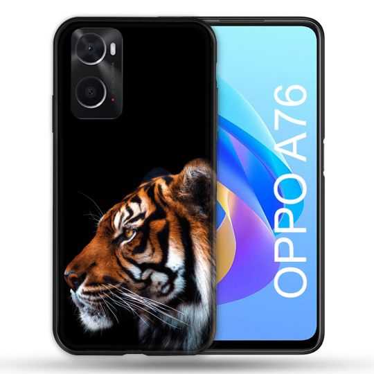 Coque Pour Oppo A76 Animal Tigre Noir