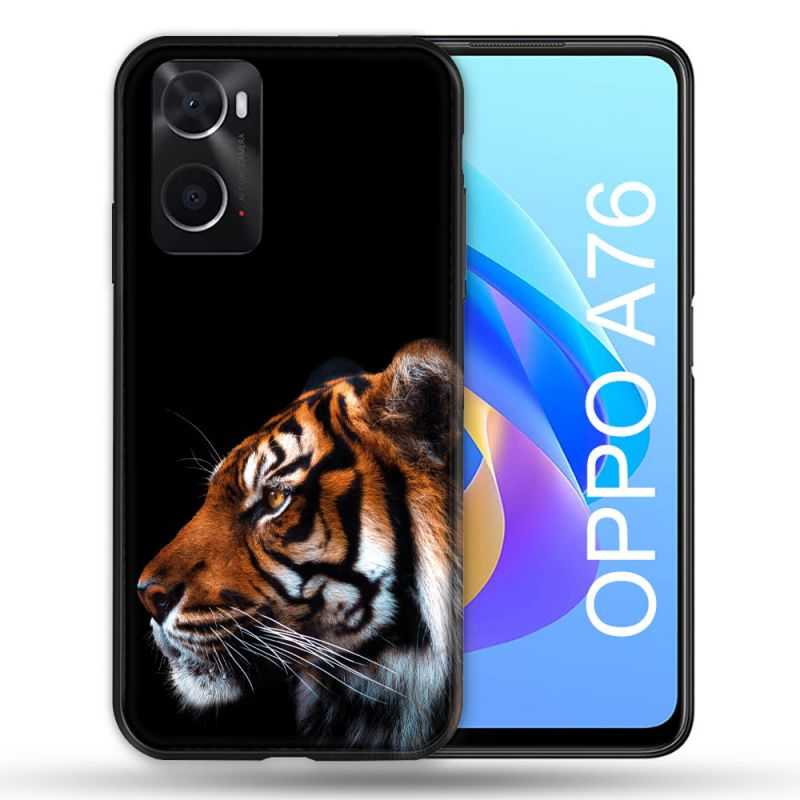 Coque Pour Oppo A76 Animal Tigre Noir