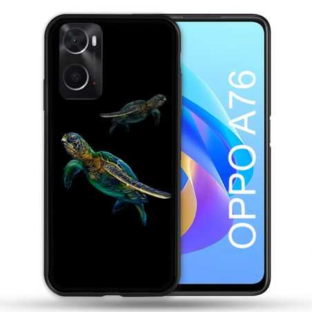 Coque Pour Oppo A76 Animal Tortue Noire multicolore