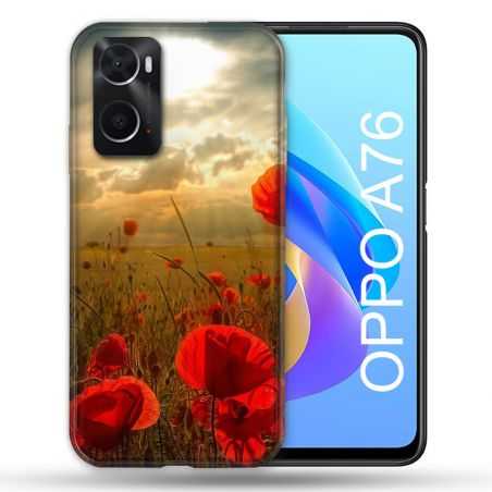 Coque Pour Oppo A76 Fleur Coquelicot