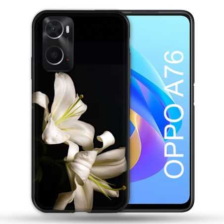 Coque Pour Oppo A76 Fleur Lys Noir