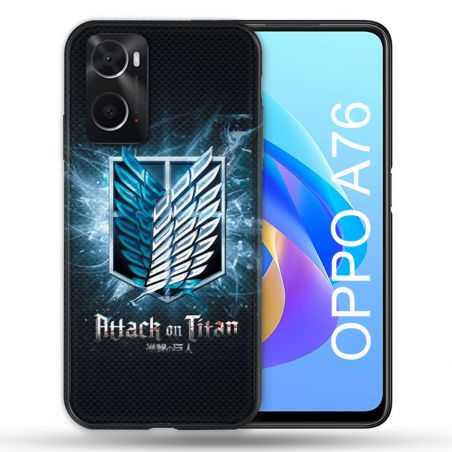 Coque Pour Oppo A76 Manga Attaque Titans Noir