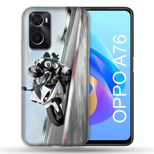 Coque Pour Oppo A76 Moto Course GP Blanche