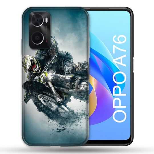 Coque Pour Oppo A76 Moto Cross Ombre