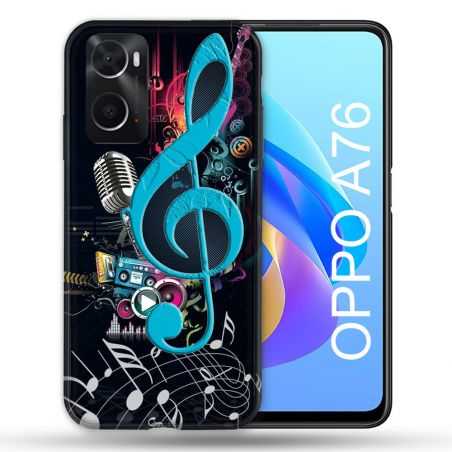 Coque Pour Oppo A76 Musique Cle Sol Bleu