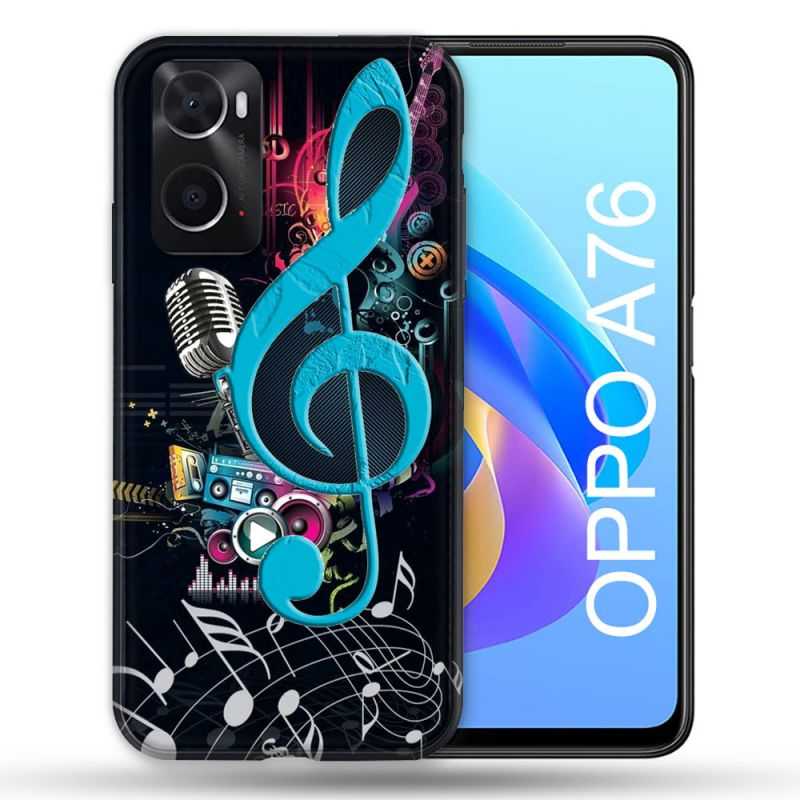 Coque Pour Oppo A76 Musique Cle Sol Bleu