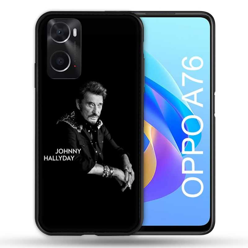 Coque Pour Oppo A76 Musique Johnny Hallyday Noir