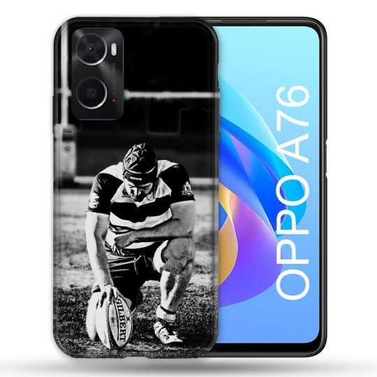 Coque Pour Oppo A76 Sport Rugby Noir Blanc