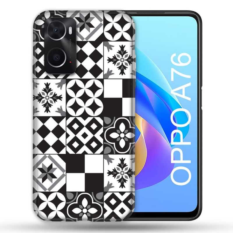 Coque Pour Oppo A76 Texture Carreau Ciment Noir