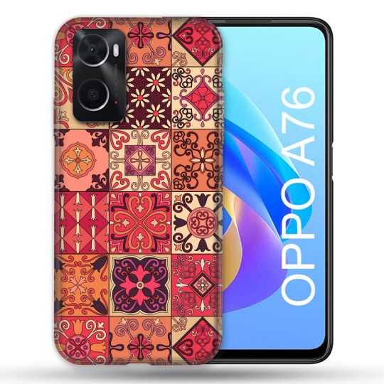 Coque Pour Oppo A76 Texture Carreau Ciment Rouge