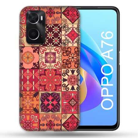 Coque Pour Oppo A76 Texture Carreau Ciment Rouge