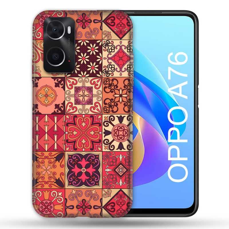 Coque Pour Oppo A76 Texture Carreau Ciment Rouge