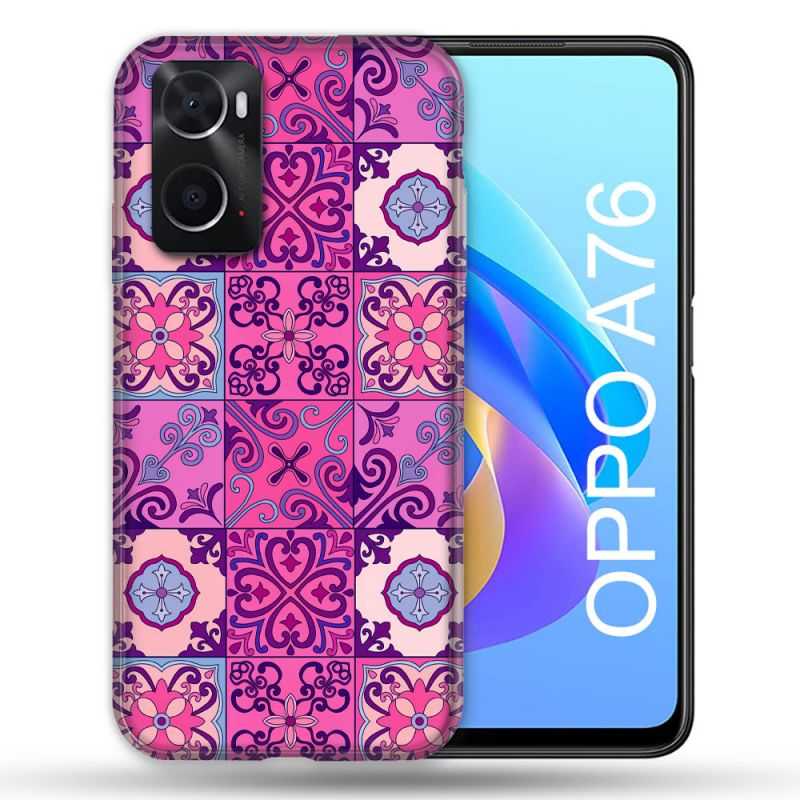 Coque Pour Oppo A76 Texture Carreau Ciment Violet