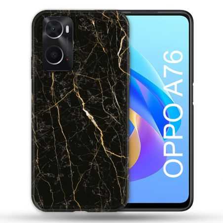 Coque Pour Oppo A76 Texture Marbre Noir