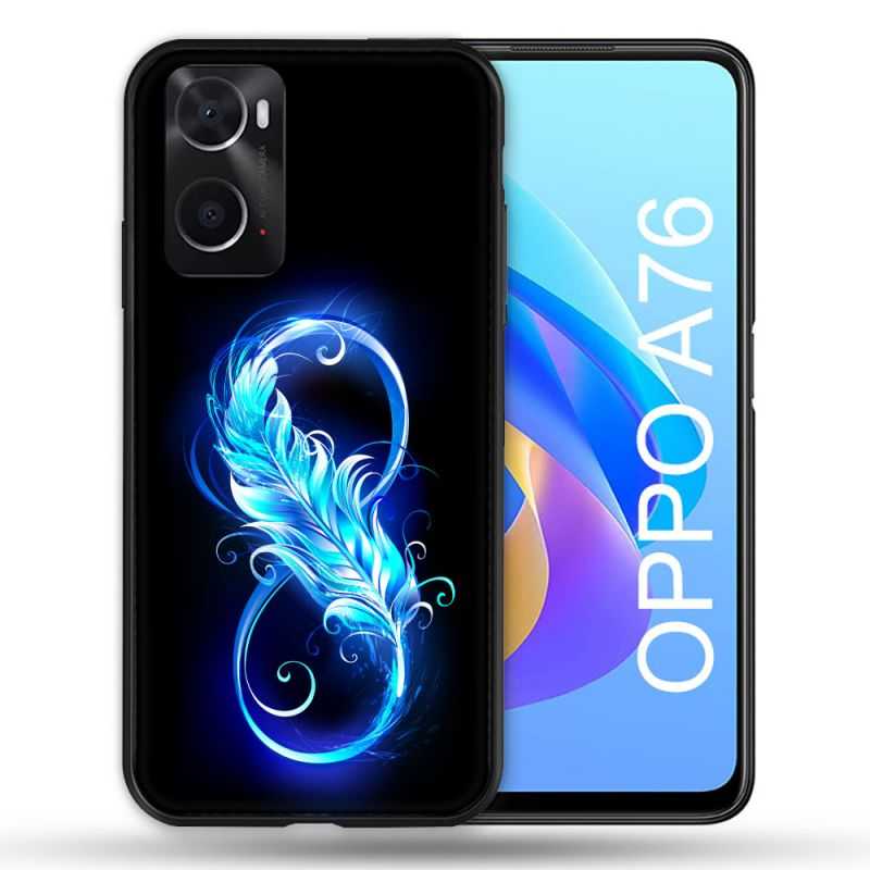 Coque Pour Oppo A76 Texture Plume Infini Bleu