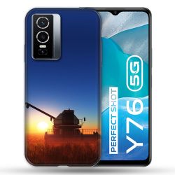 Coque Pour Vivo Y76 5G Agriculture Moissonneuse Soleil
