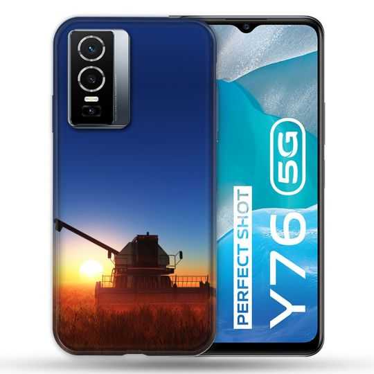 Coque Pour Vivo Y76 5G Agriculture Moissonneuse Soleil