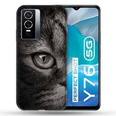 Coque Pour Vivo Y76 5G Animal Chat Gris