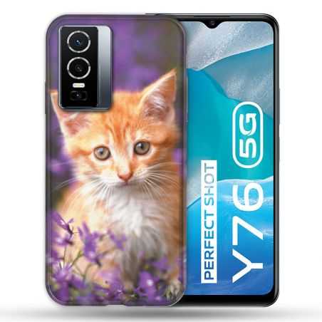 Coque Pour Vivo Y76 5G Animal Chat Violet